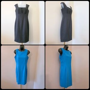 Calvin Klein Charcoal + Dressbarn Royal Blue - Sleeveless Midi Sz 4 Dress lot